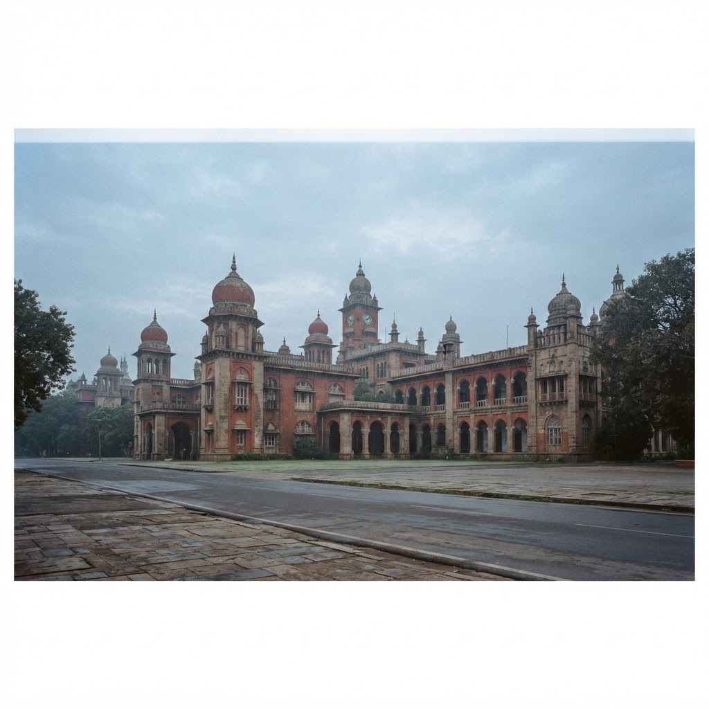 Indo-Saracenic court architecture in Chennai at early morning